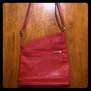 Red Italian leather Crossbody Purse